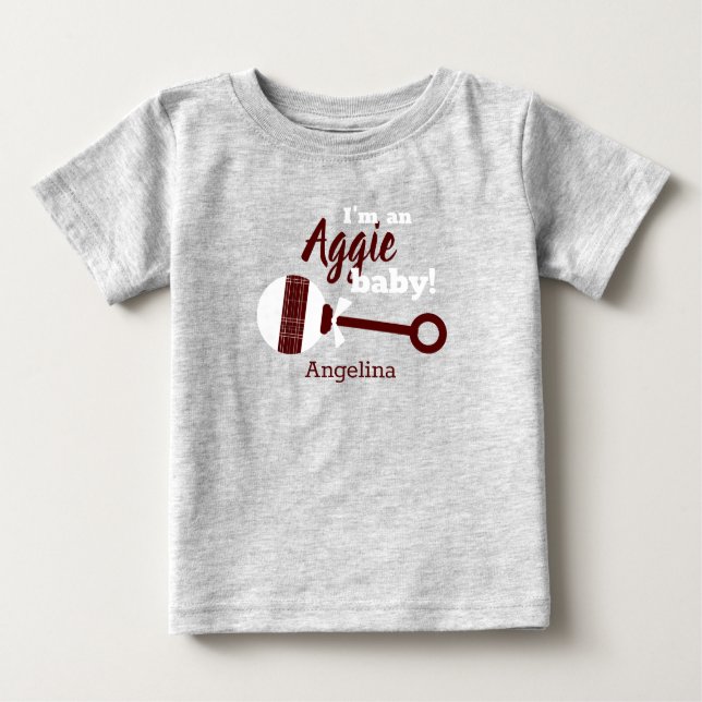 Maroon Kariert Rattle Aggie Baby T - Shirt (Vorderseite)