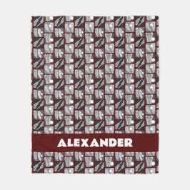 Maroon Lacrosse Blöcke von Sticks und Balls Fleecedecke