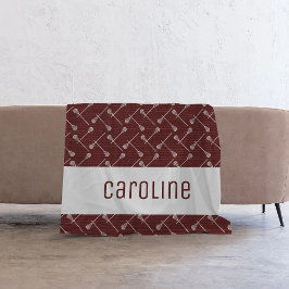 Maroon Lacrosse White Sticks Gemustert Fleecedecke