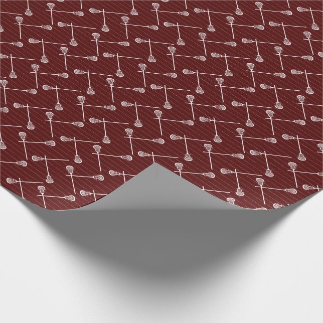 Maroon Lacrosse White Sticks Gemustert Geschenkpapier (Ecke)