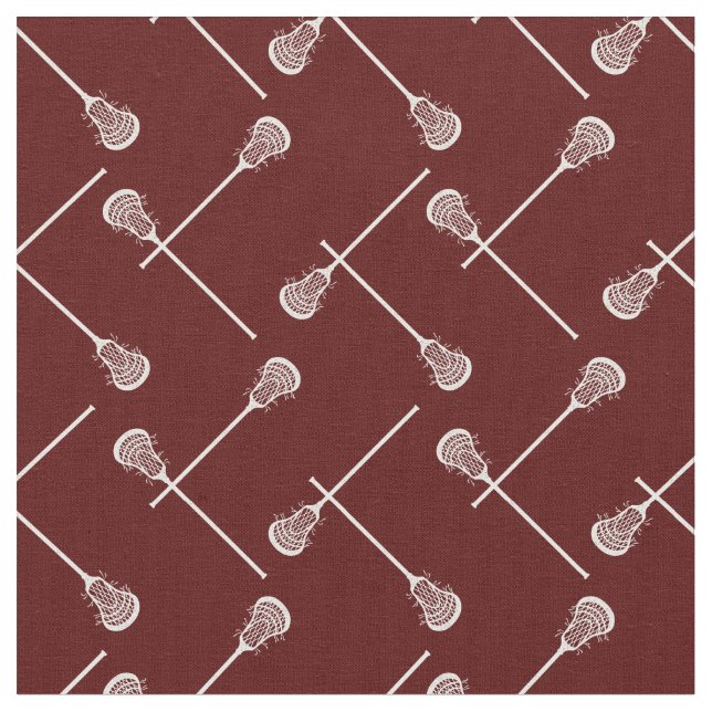Maroon Lacrosse White Sticks Gemustert Stoff (Nahaufnahme)
