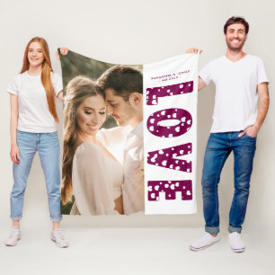 Maroon Liebe Herzt Paare Foto Valentines Fleecedecke