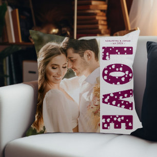 Maroon Liebe Herzt Paare Foto Valentines Kissen