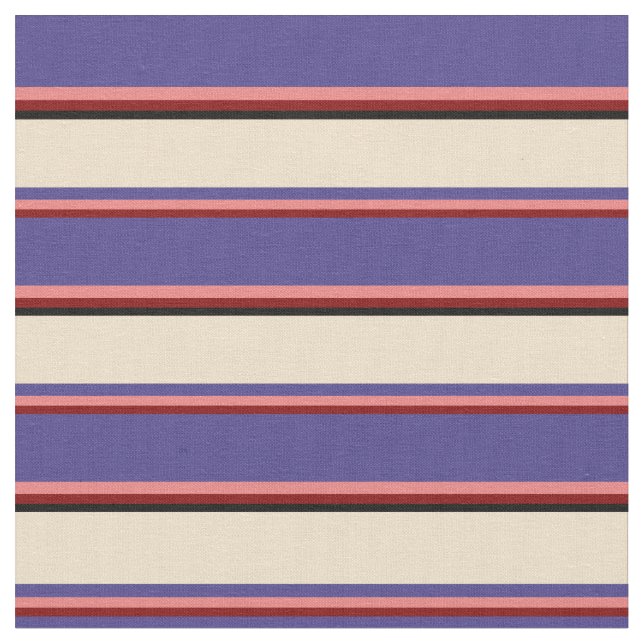 Maroon, Light Coral, Dark Slate Blue, Tan & Black Stoff (Nahaufnahme)