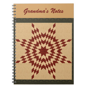 Maroon Lone Star Quilt-Design Notizblock