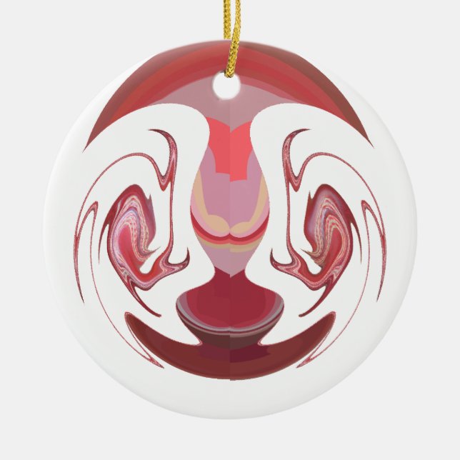 Maroon Majestät: Rustikale Strahlung in texturiert Keramik Ornament (Vorne)