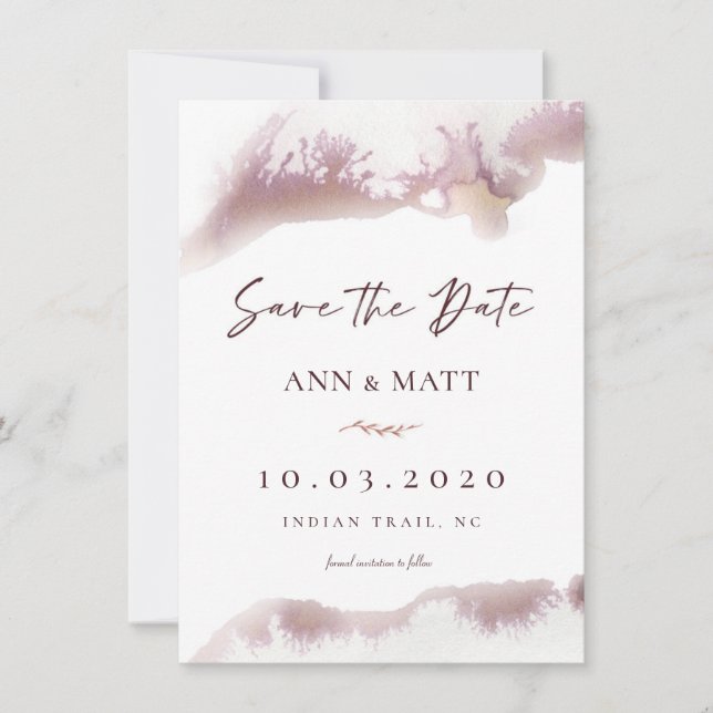 Maroon Marble Watercolor Save the Date (Vorderseite)