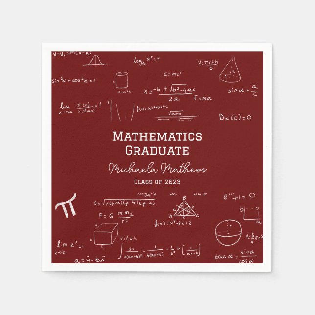 Maroon Mathematics Graduate Class of Graduation Serviette (Vorderseite)