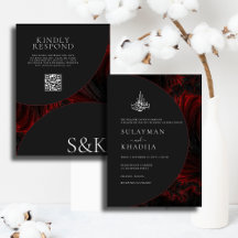 Maroon Minimal Elegant B&W QR Code Islamische Hoch