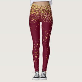 Maroon mit den Leggings mit Goldakzent