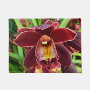 Maroon Orchids I Beautiful Red Floral Fußmatte