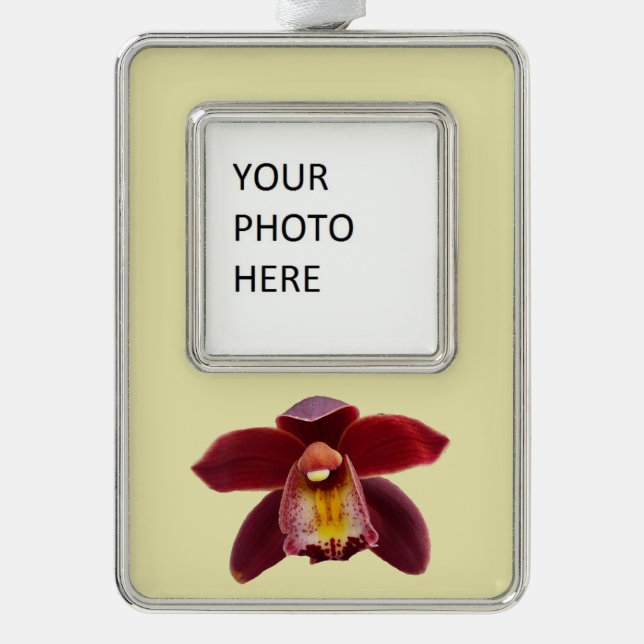 Maroon Orchids I Beautiful Red Floral Rahmen-Ornament Silber (Vorderseite)