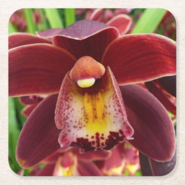 Maroon Orchids I Beautiful Red Floral Rechteckiger Pappuntersetzer