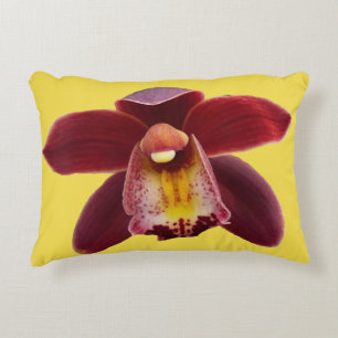 Maroon Orchids I Beautiful Red Floral Zierkissen