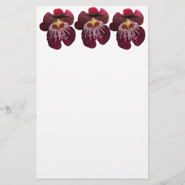 Maroon Orchids II Elegante Blumen Briefpapier (Vorderseite)