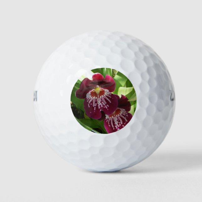 Maroon Orchids II Elegante Golfball (Vorderseite)