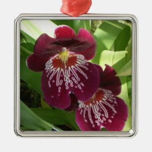 Maroon Orchids II Elegante Silbernes Ornament