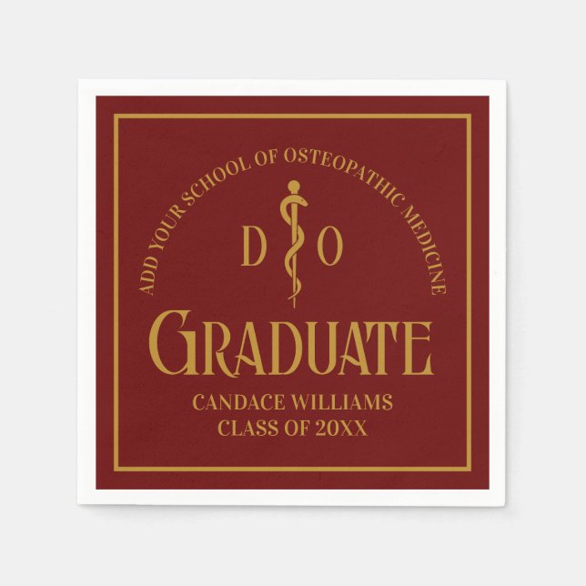 Maroon Osteopathic Medical School Graduation Party Serviette (Vorderseite)