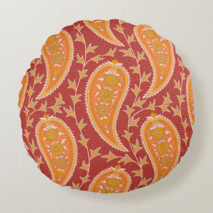 Maroon Paisley: Türkisches Gurken-Ornament. Rundes Kissen