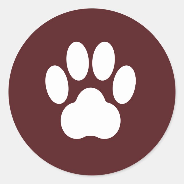 Maroon Paw Print Sticker (Vorderseite)
