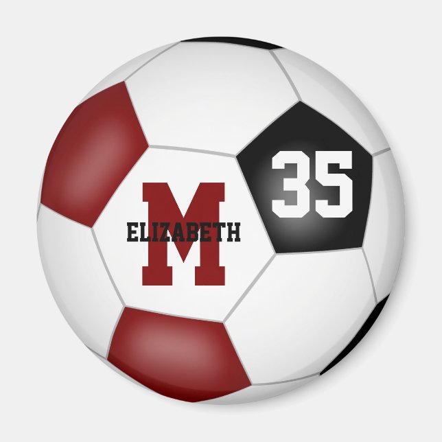 Maroon personalisierte Fußballmannschaftsfarben Magnet (Vorne)