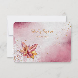 Maroon Pink Floral Modern Menu UAWG RSVP Karte