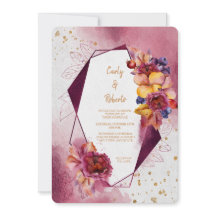 Maroon Pink Floral Moderne geometrische Rahmen Hoc