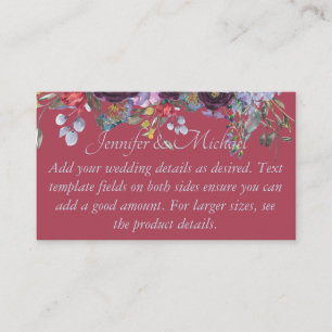 Maroon Pink Floral Wedding Template Begleitkarte