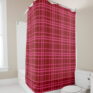 Maroon Pink Karo Gitter Karomuster Design Duschvorhang