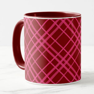 Maroon Pink Karo Gitter Karomuster Design Tasse