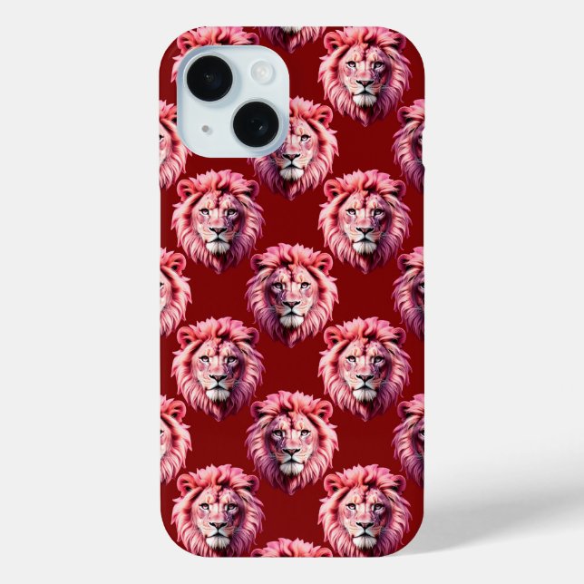 Maroon Pink Lion Head Design  Case-Mate iPhone Hülle (Rückseite)