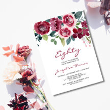Maroon Pink Rosen Florale Grün Geburtstag