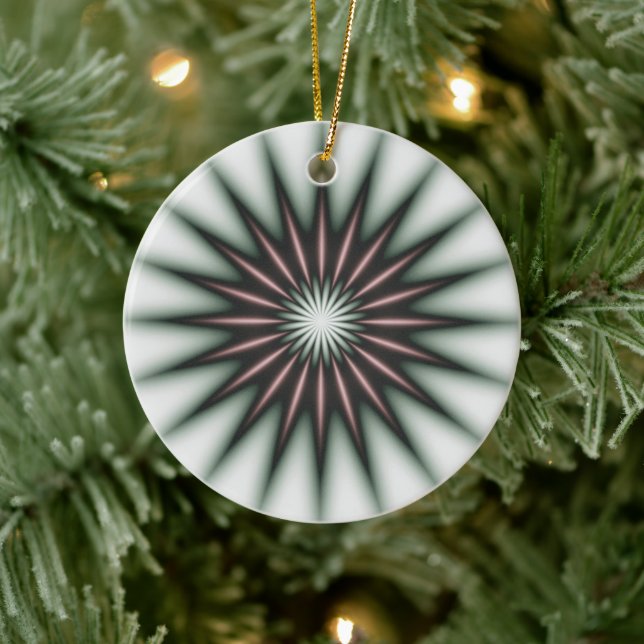 Maroon Radiant Pattern Keramik Ornament (Baum)