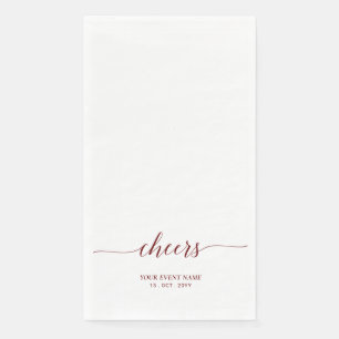 Maroon Red Elegant Script Lettering Cheers Event Serviette