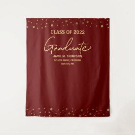 Maroon Red Gold Class 2022 Backdrop Abschluss Wandteppich