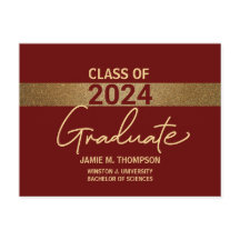 Maroon Red Gold Class 2024 University Abschluss