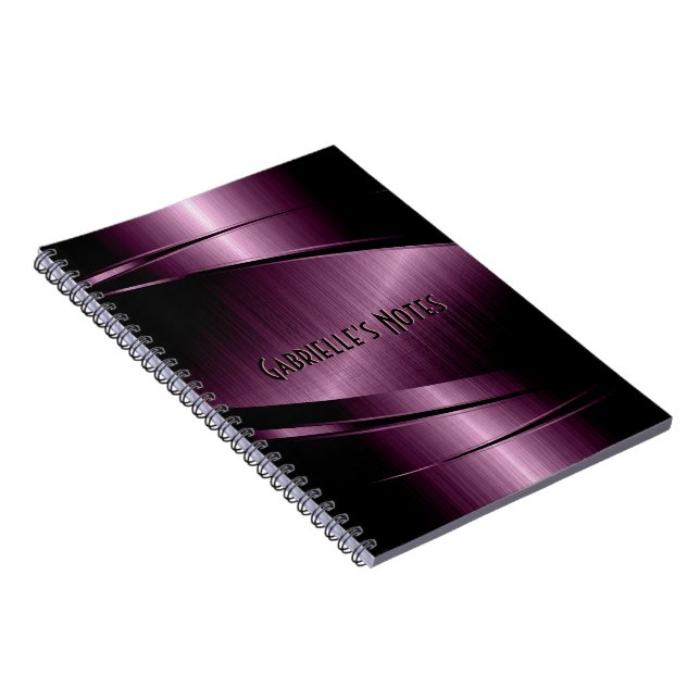 Maroon Red Metallic Design Stainless Steel Look Notizblock (Rechte Seite)