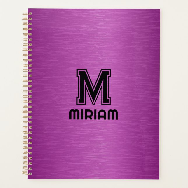 Maroon Red Metallic Textur Custom Black Text Planer (Vorderseite)