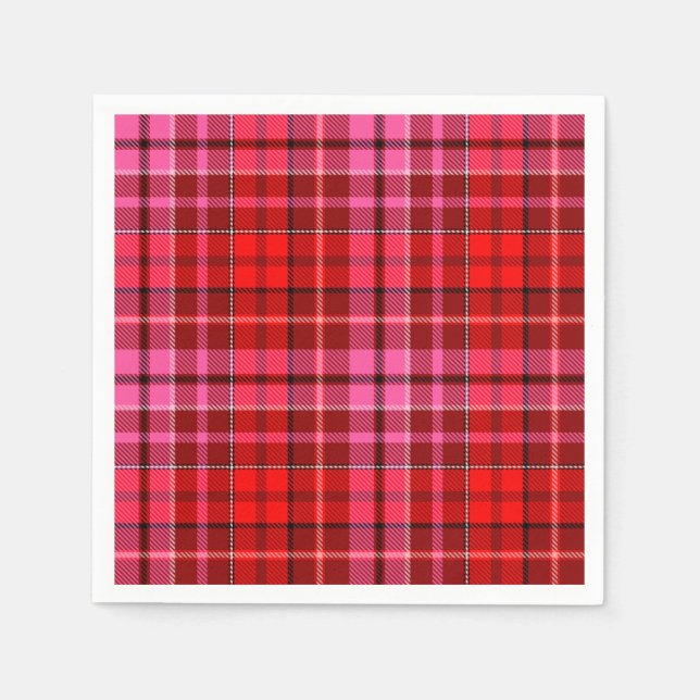 Maroon Red Pink Plaid Tartan Design  Serviette (Vorderseite)