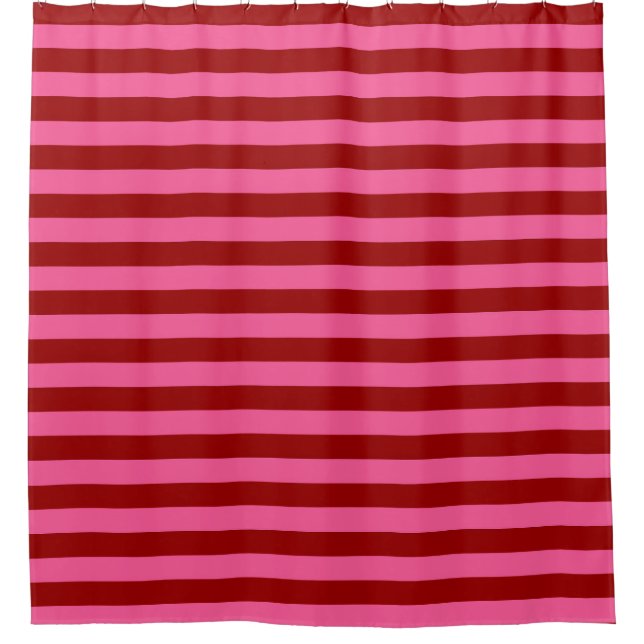 Maroon Red Pink Stripes Design Duschvorhang (Vorderseite)