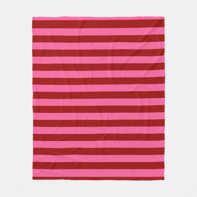 Maroon Red Pink Stripes Design Fleecedecke (Vorderseite)