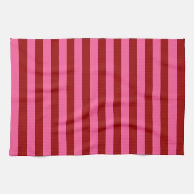 Maroon Red Pink Stripes Design Geschirrtuch (Horizontal)