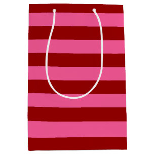 Maroon Red Pink Stripes Design Mittlere Geschenktüte