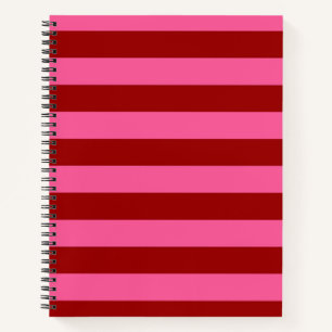 Maroon Red Pink Stripes Design Notizbuch