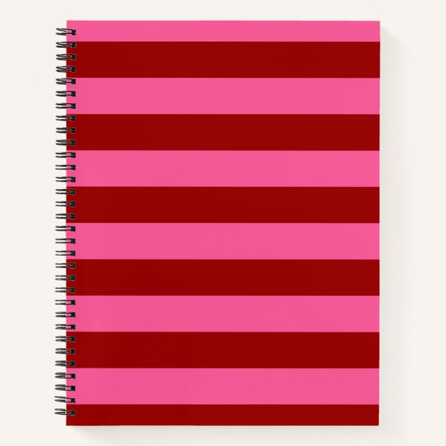Maroon Red Pink Stripes Design Notizbuch (Vorderseite)