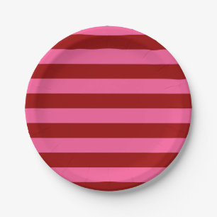 Maroon Red Pink Stripes Design Pappteller