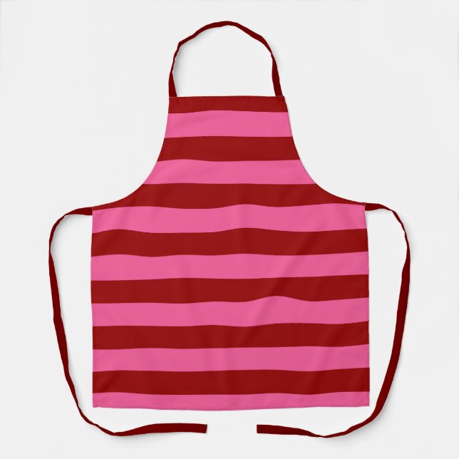 Maroon Red Pink Stripes Design Schürze (Vorderseite)