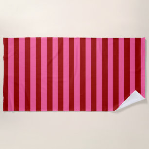 Maroon Red Pink Stripes Design Strandtuch