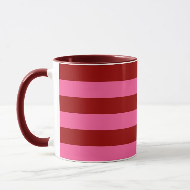 Maroon Red Pink Stripes Design Tasse (Links)