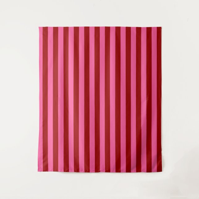 Maroon Red Pink Stripes Design Wandteppich (Vorderseite)